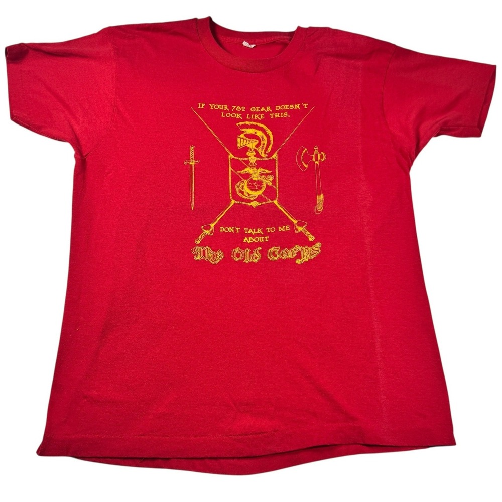 USMC The Old Corps 782 Gear Red Graphic T-Shirt XL Made USA Single Stitch